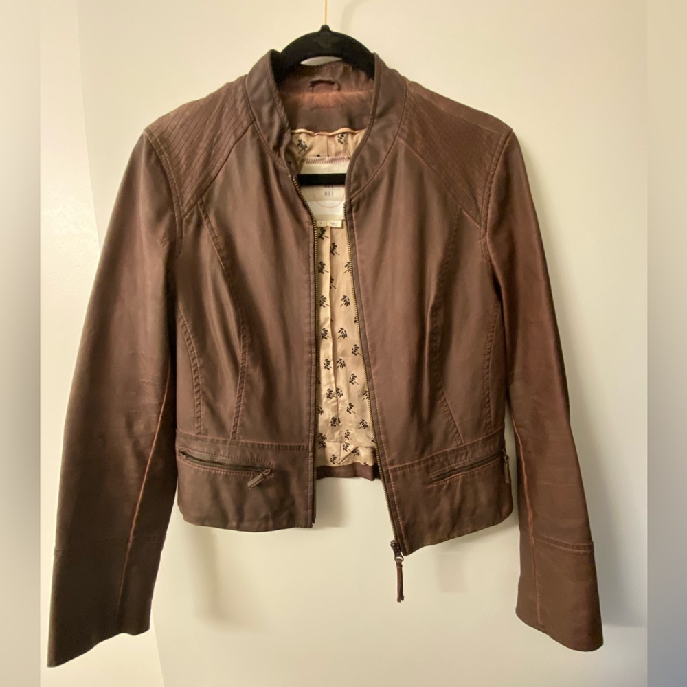 Anthropologie Brown Leather Moto Jacket